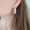 10ctw Emerald Cut White Sapphire Hoop Earrings