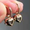 6ctw White Sapphire Enamel Heart Dainty Drop Earrings