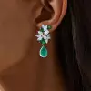 14ctw Pear Cut Emerald Statement Earrings