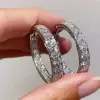 11ctw Round Cut Three-side Hoop Earrings