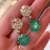 18ctw White Sapphire and Emerald Detachable Earrings