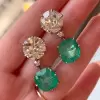 18ctw White Sapphire and Emerald Detachable Earrings