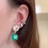 18ctw White Sapphire and Emerald Detachable Earrings