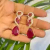 14ctw Pear Cut Ruby Vintage Statement Earrings