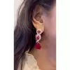 14ctw Pear Cut Ruby Vintage Statement Earrings