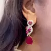 14ctw Pear Cut Ruby Vintage Statement Earrings