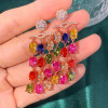 18ctw Multicolor Sapphire Statement Chandelier Earrings