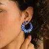 Nature-inspired Blue Leaves Statement Earrings
