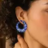 Nature-inspired Blue Leaves Statement Earrings