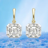19ctw Asscher Cut White Sapphire Drop Earrings