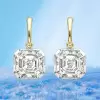 19ctw Asscher Cut White Sapphire Drop Earrings