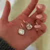 19ctw Asscher Cut White Sapphire Drop Earrings