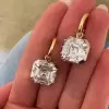 19ctw Asscher Cut White Sapphire Drop Earrings