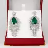 26ctw Pear Cut Emerald Chandelier Earrings