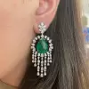 26ctw Pear Cut Emerald Chandelier Earrings
