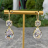 18ctw Pear and Cushion Cut Vintage Drop Earrings