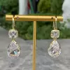 18ctw Pear and Cushion Cut Vintage Drop Earrings