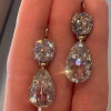 18ctw Pear and Cushion Cut Vintage Drop Earrings