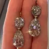 18ctw Pear and Cushion Cut Vintage Drop Earrings