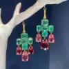 16ctw Emerald and Garnet Statement Chandelier Earrings