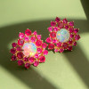 4ctw Opal and Fuchsia Sapphire Stud Earrings
