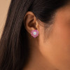 4ctw Opal and Fuchsia Sapphire Stud Earrings