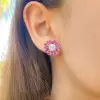 4ctw Opal and Fuchsia Sapphire Stud Earrings