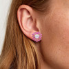 4ctw Opal and Fuchsia Sapphire Stud Earrings