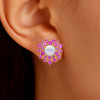 4ctw Opal and Fuchsia Sapphire Stud Earrings