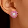 4ctw Opal and Fuchsia Sapphire Stud Earrings