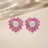 4ctw Opal and Fuchsia Sapphire Stud Earrings
