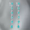 22ctw Pear and Oval Cut Paraiba Long Drop Earrings