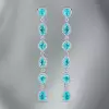 22ctw Pear and Oval Cut Paraiba Long Drop Earrings