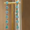 22ctw Pear and Oval Cut Paraiba Long Drop Earrings