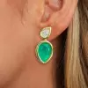 12ctw Pear Cut Emerald Drop Earrings