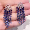 14ctw White and Tanzanite Blue Sapphire Chandelier Earrings
