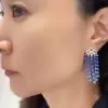 14ctw White and Tanzanite Blue Sapphire Chandelier Earrings