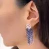 14ctw White and Tanzanite Blue Sapphire Chandelier Earrings