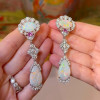 Pear and Oval Cut Opal Vintage Drop Earrings