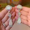 Pear and Oval Cut Opal Vintage Drop Earrings