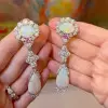 Pear and Oval Cut Opal Vintage Drop Earrings