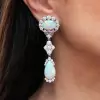 Pear and Oval Cut Opal Vintage Drop Earrings