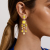 26ctw Bezel-set Yellow and White Sapphire Chandelier Earrings