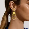 26ctw Bezel-set Yellow and White Sapphire Chandelier Earrings