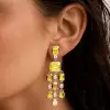 26ctw Bezel-set Yellow and White Sapphire Chandelier Earrings