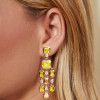 26ctw Bezel-set Yellow and White Sapphire Chandelier Earrings