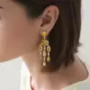 26ctw Bezel-set Yellow and White Sapphire Chandelier Earrings