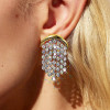 Crescent White Sapphire Chandelier Fringe Earrings