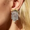 Crescent White Sapphire Chandelier Fringe Earrings