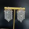 Crescent White Sapphire Chandelier Fringe Earrings